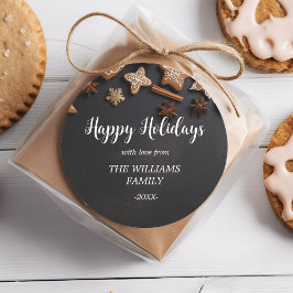 Pegatina Redonda "¡Felices fiestas!" Rústico, Navidades