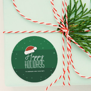Pegatina Redonda Felices Fiestas Típografía Típográfica Navidades