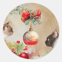 Felices gatos, ornamentos acuáticos y Navidades de