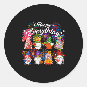 Pegatina Redonda Felices gnomos para todo en el año y todas las fie