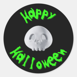 Pegatina Redonda Felices Halloween 3D Skull