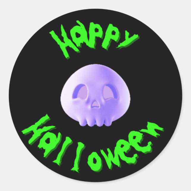 Pegatina Redonda Felices Halloween 3D Skull (Anverso)