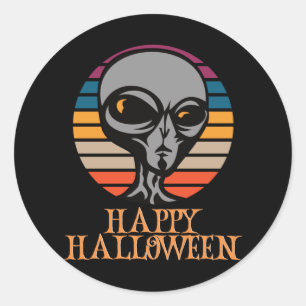 Pegatina Redonda Felices Halloween Gracioso Caracter Asombroso