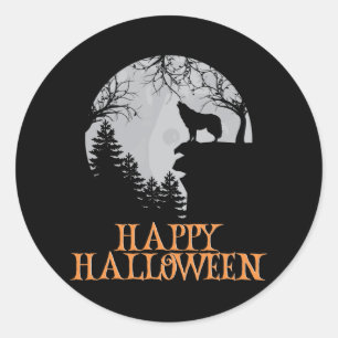 Pegatina Redonda Felices Halloween Gracioso Caracter Asombroso