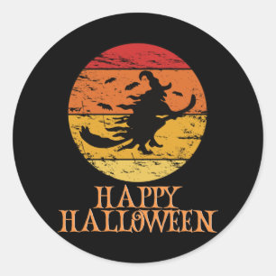 Pegatina Redonda Felices Halloween Gracioso Caracter Asombroso