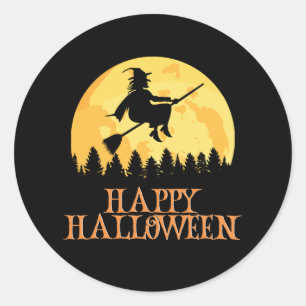 Pegatina Redonda Felices Halloween Gracioso Caracter Asombroso