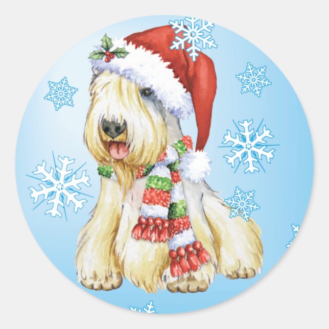 Pegatina Redonda Felices Howlidays Sealyham Terrier (Anverso)
