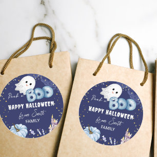Pegatina Redonda Felices miradas de Halloween un lindo bebé fantasm