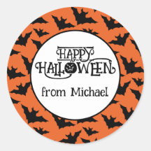 Felices murciélagos de Halloween naranja de miedo