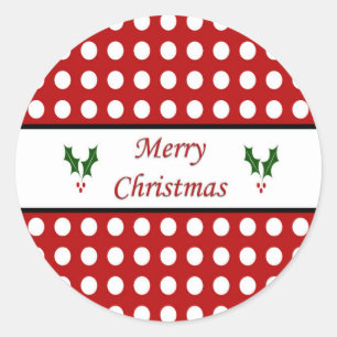 Pegatina Redonda Felices Navidad con un modelo de lunar