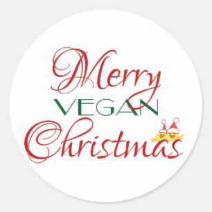 Pegatina Redonda Felices Navidad del vegano