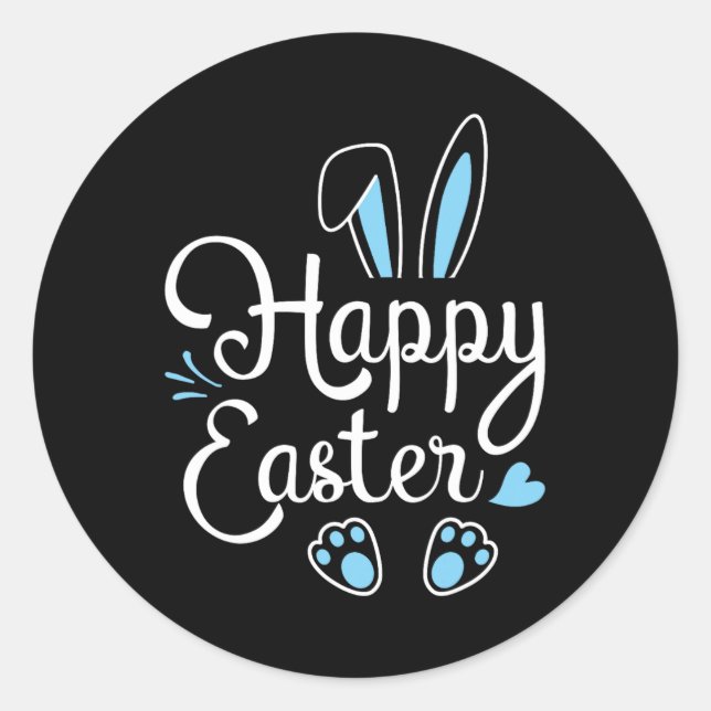 Pegatina Redonda Felices Pascuas Conejo Conejo Conejo Face Fun Fun  (Anverso)