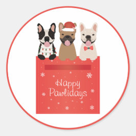 Pegatina Redonda Felices Pawlidays Bulldoges franceses