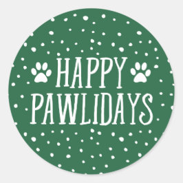 Pegatina Redonda Felices Pawlidays | Festividad verde