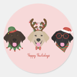 Pegatina Redonda Felices Pawlidays Labrador Recuperar Perros