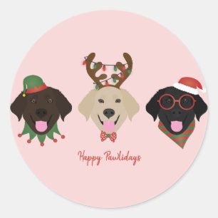 Pegatina Redonda Felices Pawlidays Labrador Recuperar Perros
