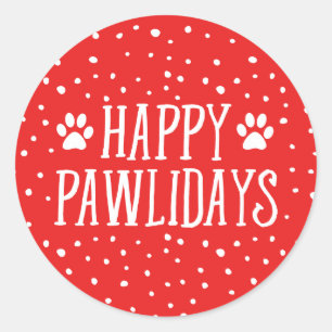 Pegatina Redonda Felices Pawlidays   Vacaciones rojas