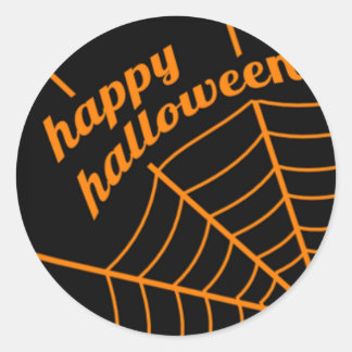 Pegatina Redonda Felices Pegatinas de Halloween con Spider Web