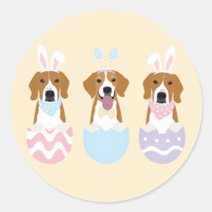 Pegatina Redonda Felices Perros Beagle de Pascua