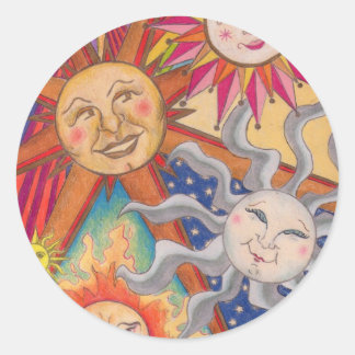 Pegatina Redonda Felices soles