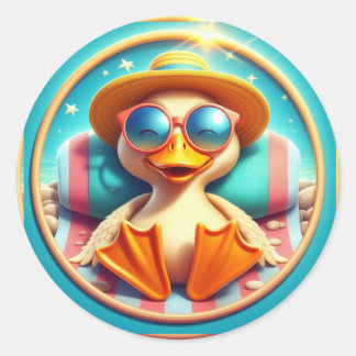 Pegatina Redonda Felices vacaciones de verano, día de diversión en 