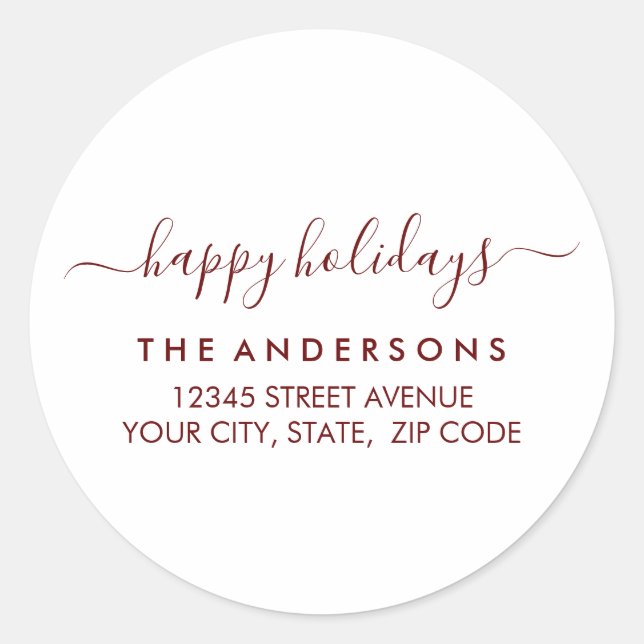 Pegatina Redonda Felices vacaciones Navidades dirección de retorno  (Anverso)