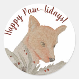Pegatina Redonda Felices vacaciones Pawlidays Woodland Fox