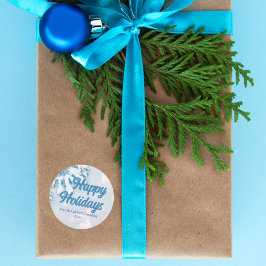 Pegatina Redonda Felices vacaciones Personalizado Hermoso Copo de N