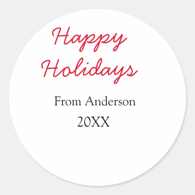 Pegatina Redonda Felices vacaciones rojo amor negro nombre de famil (Anverso)