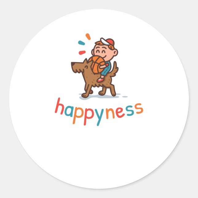 Pegatina Redonda Felicidad (Anverso)