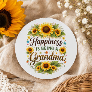 Pegatina Redonda Felicidad de girasol es ser abuela