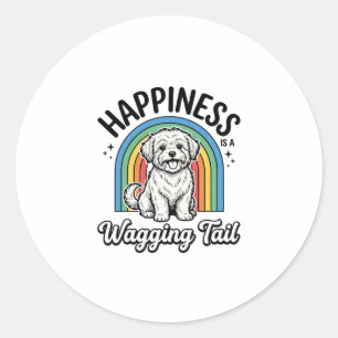 Pegatina Redonda Felicidad es un diseño de amante de perros con col