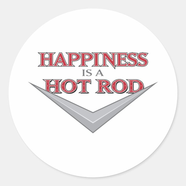 Pegatina Redonda Felicidad Hot Rod (Anverso)
