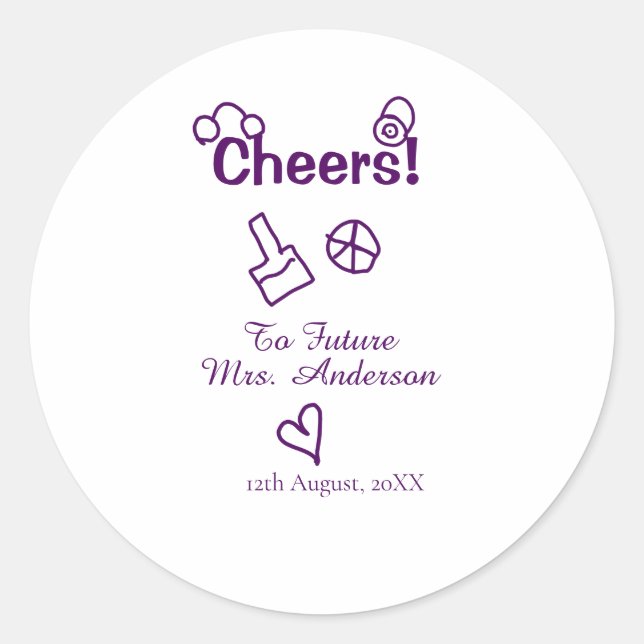 Pegatina Redonda Felicidades a la futura Sra. agregar nombre de la  (Anverso)