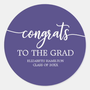 Pegatina Redonda Felicidades Al Grad Chic Caligrafía Graduación