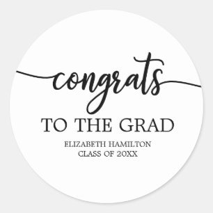 Pegatina Redonda Felicidades Al Graduado Chic Caligrafía Graduación