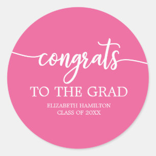 Pegatina Redonda Felicidades Al Graduado Chic Caligrafía Graduación