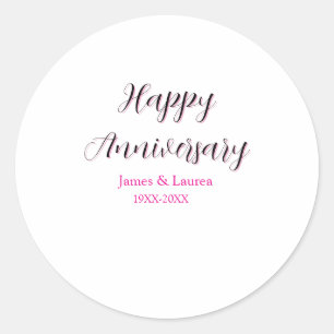 Pegatina Redonda Felicidades aniversario boda nombre fecha año simp