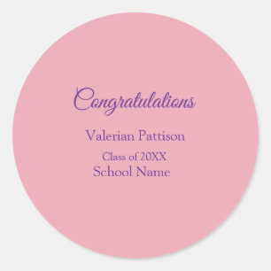 Pegatina Redonda Felicidades graduado añade el nombre de la escuela