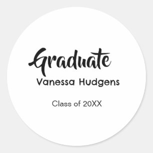 Pegatina Redonda Felicidades graduado nombre fecha año clase univer