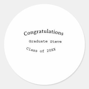 Pegatina Redonda Felicidades graduado nombre promoción de 20XX tipo