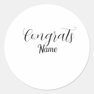 Pegatina Redonda Felicidades graduado nombre simple minimal año cla