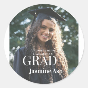 Pegatina Redonda Felicidades graduado nombre universidad nombre pro
