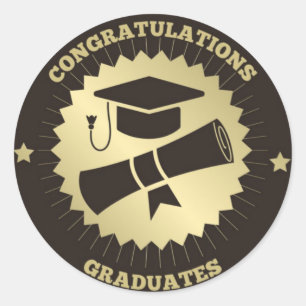 Pegatina Redonda Felicidades Graduados 