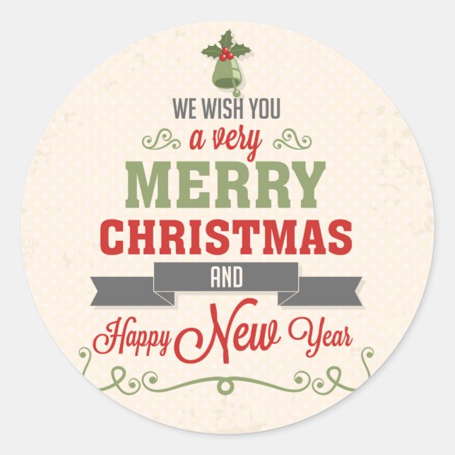 Pegatina Redonda Felicitación de navidad (Anverso)