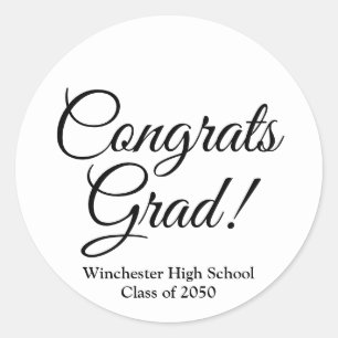 Pegatina Redonda Felicitaciones a la escuela de personalizados negr