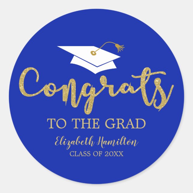 Pegatina Redonda Felicitaciones A La Graduación De La Moda Grad Gol (Anverso)