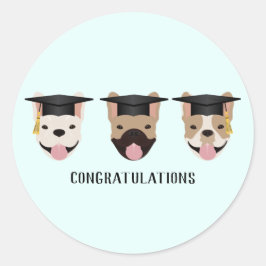 Pegatina Redonda Felicitaciones a los Bulldoges franceses