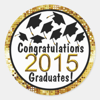 Pegatina Redonda Felicitaciones a los graduados 2015 con el oro en