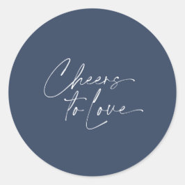 Pegatina Redonda Felicitaciones al Amor Sticker – Fondo Azul Marino